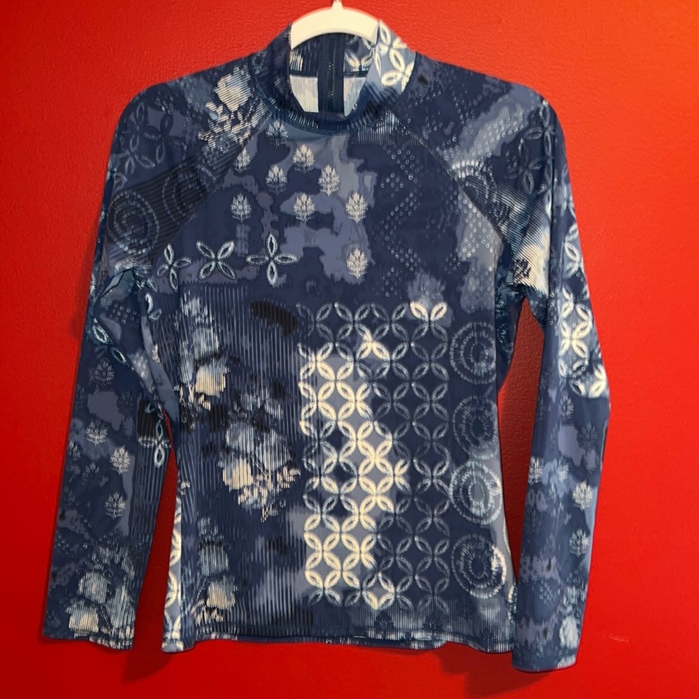 Garnet Hill Rashguard Shibori Patchwork Sz S